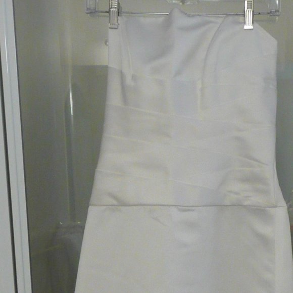 Bella Barmals Wedding Column Dress White Strapless Size 8 Bride - Picture 2 of 12